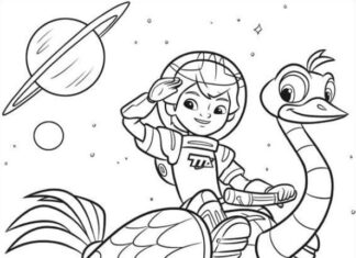 Printable coloring book Miles from the Future on Ostrich