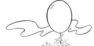 Omaľovánky medveď Yogi letí na balóne na vytlačenie