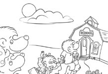 Livro para colorir Berenstain Bears vai à escola para imprimir