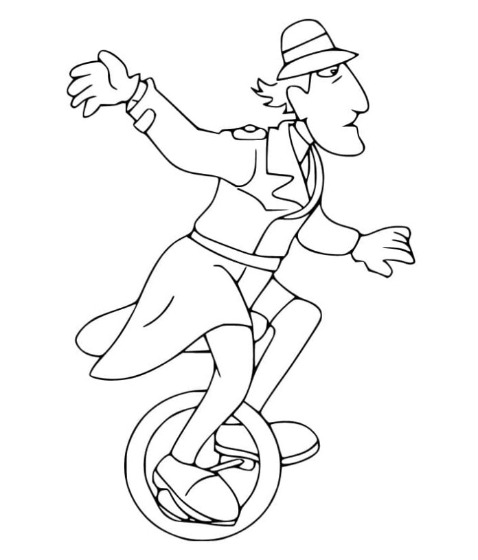 Printable Monocycle and Inspector Gadget Coloring Book