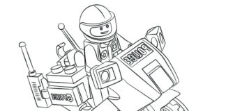 Printable Lego Police Motorcycle Coloring Book for Boys