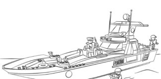 Printable Police Motorboat and Lego Scooter Coloring Book