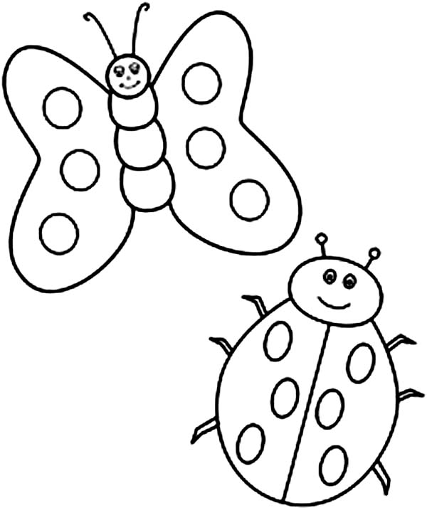 Malbuch Schmetterling und Marienkäfer für Kinder zum Ausdrucken