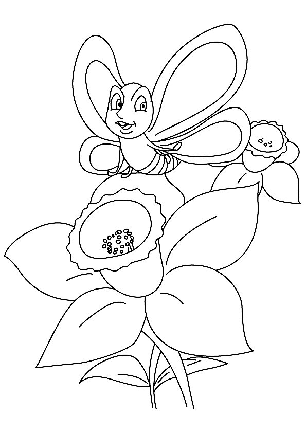Printable coloring book Butterfly on a flower