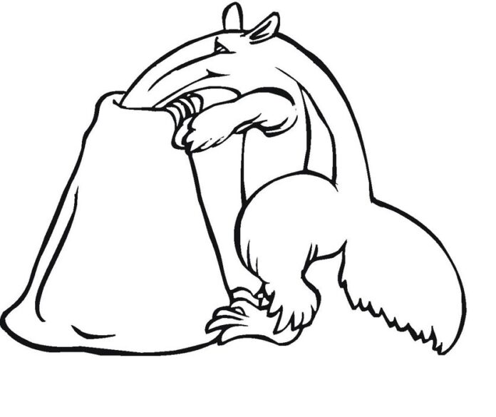 Printable coloring book Ant-eater fights ants