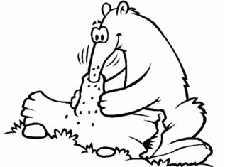 Printable coloring book Ant-eater eating ants