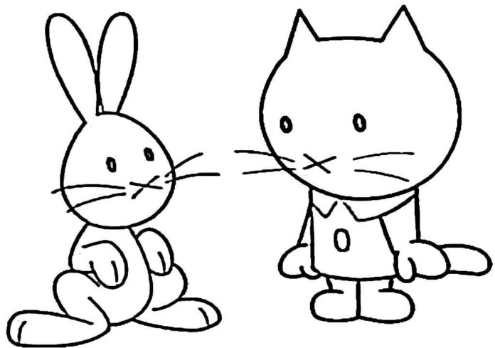 Printable coloring book Musti and the rabbit