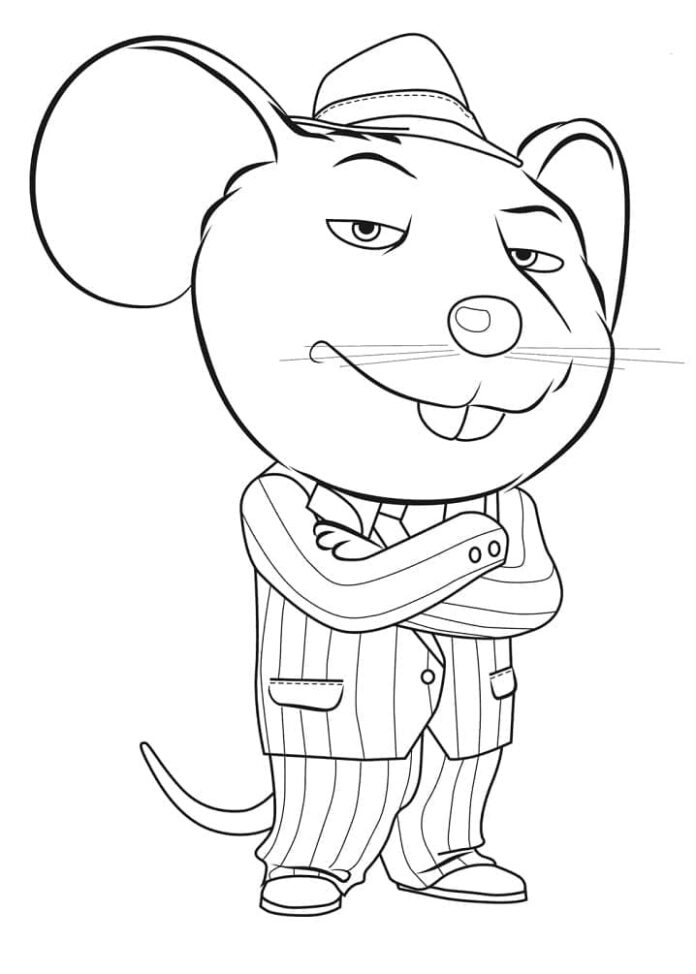 Farvelægningsbog til udskrivning Mouse i et jakkesæt Mike