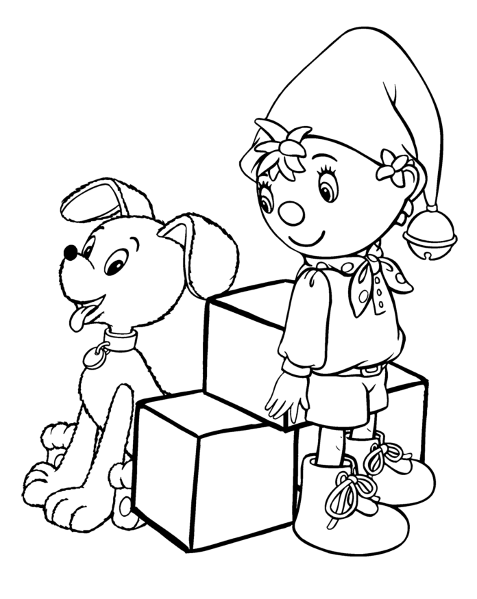 Livro colorido Noddy Toyland Detective e o cão imprimível