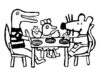 Livre à colorier Le dîner de Maisy avec ses amis à imprimer