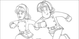 Penny Morris és Fireman Sam nyomtatható színezőkönyv