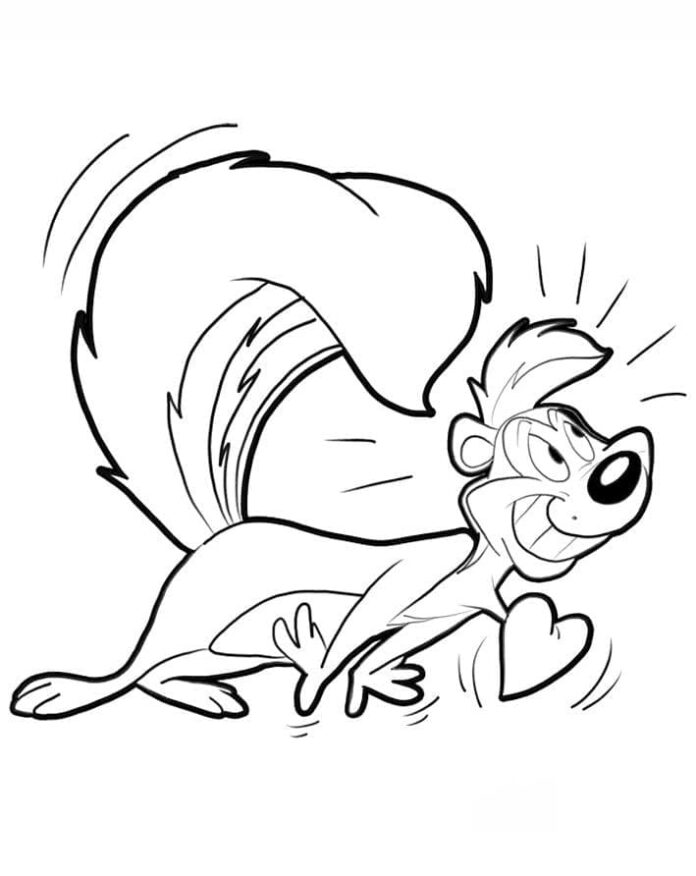 Pepé Le Pew coloring book in love printable