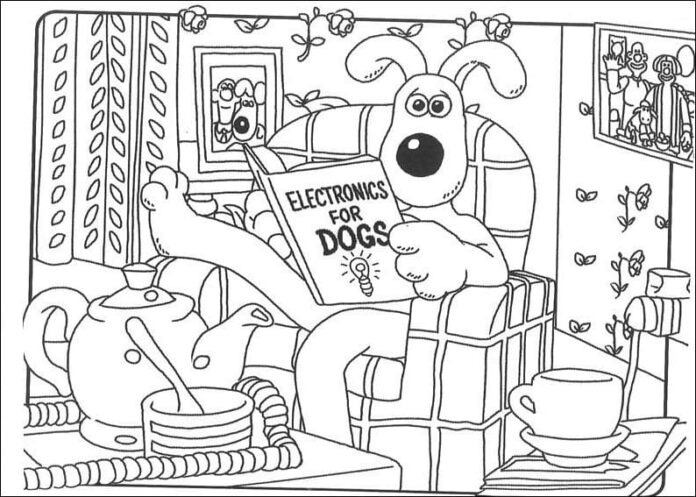 Kolorowanka Pies z bajki Wallace i Gromit do druku