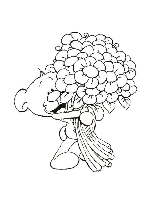 Pimboli-Malbuch mit einem Blumenstrauß zum Ausdrucken