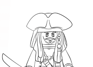 Printable Lego Pirate Jack Sparrow coloring book from Pirates of the Caribbean