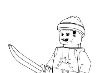 Livre à colorier Pirate avec sabre Lego à imprimer pour garçons