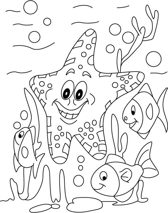 Ausmalbuch Unterwasserwelt der Tiere zum Ausdrucken für Kinder