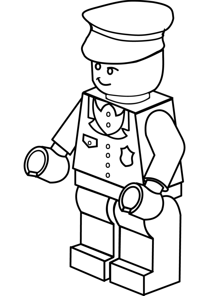 Livro para colorir Lego Policeman, imprimível