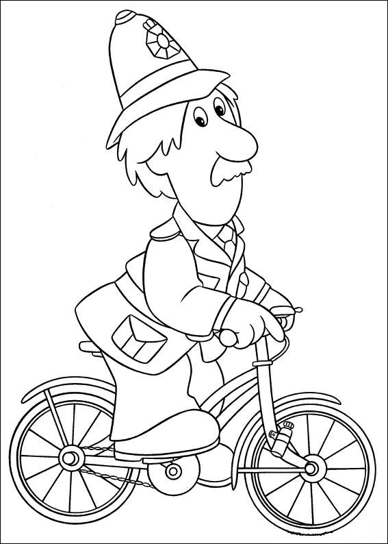 Livro de colorir Policeman em uma bicicleta