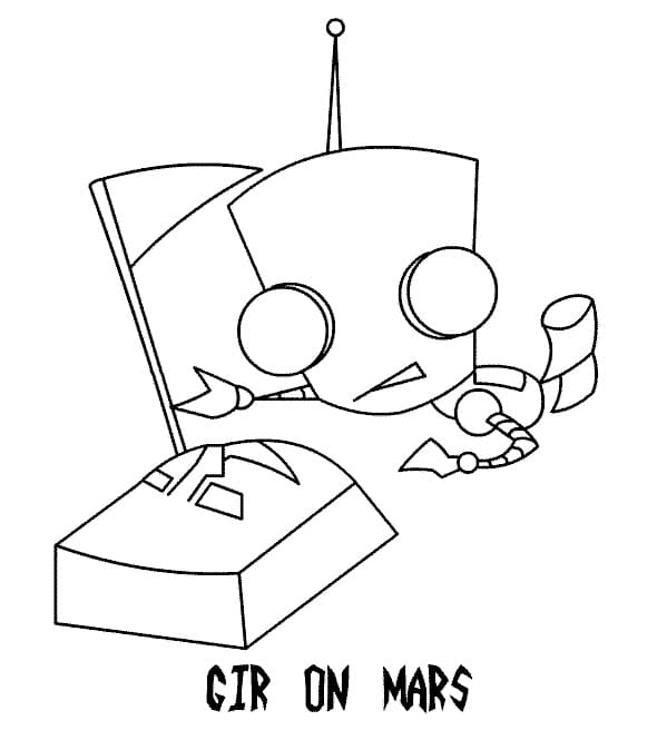Udskrivbar Gir Mars-figur til farvelægning
