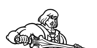 Libro para colorear del personaje de dibujos animados He-Man