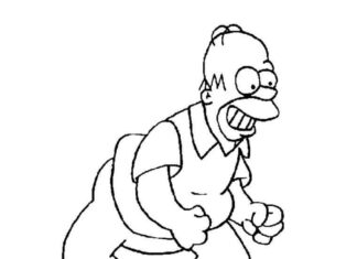 Libro da colorare Personaggio Homer Simpson del cartone animato