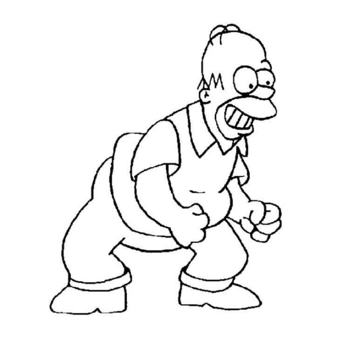 Libro para colorear Personaje Homer Simpson de los dibujos animados