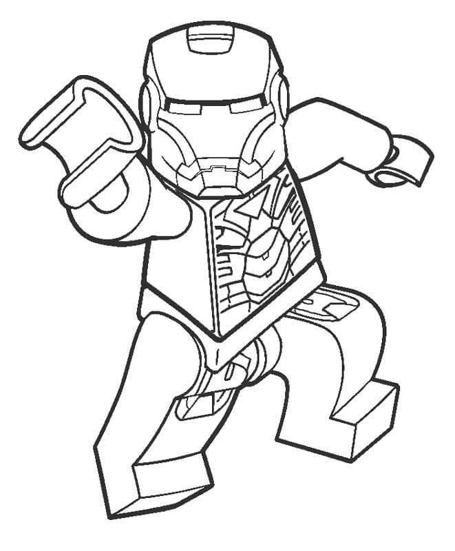 Livro para colorir personagens do Homem de Ferro Vingador de Lego imprimível