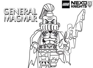 Färgbok med Lego Magmar Knight-figurer som kan skrivas ut