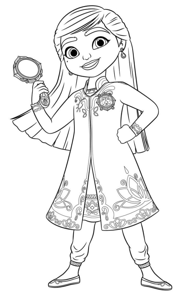Malbuch Charakter von Mira, der königlichen Detektivin vom Kindercartoon zum Druck