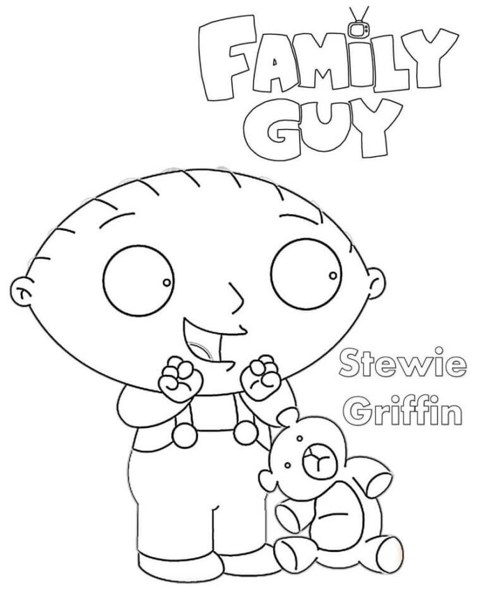 Livro de colorir imprimível Personagem da família Stewie Griffin Guy