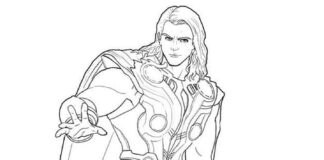 Livre à colorier Personnage Thor du film à imprimer