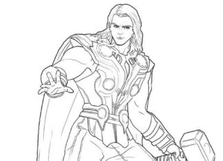 Printable Thor character coloring book from the movie