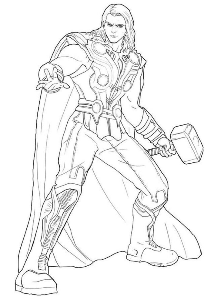 Printable Thor character coloring book from the movie
