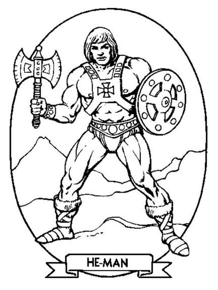 Nyomtatható karakter és logó színezőkönyv a He Man-tól