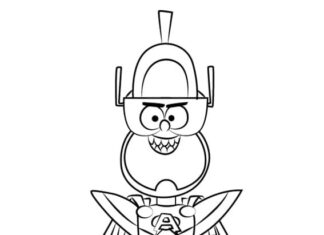 Atomic Puppet tegneseriefigur til udskrivning som malebog
