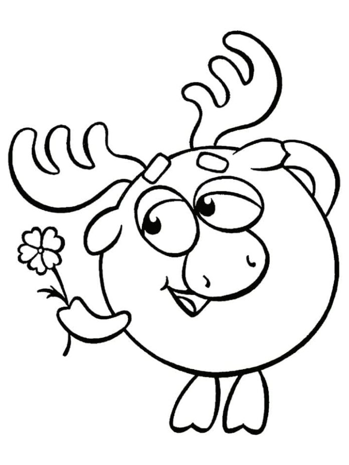 Coloring Book Character with Flower to Print