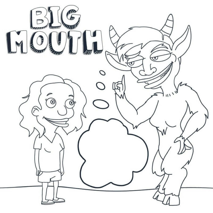 Big Mouth-figurer til farvelægning til børn til udskrivning