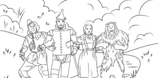 Printable Coloring Book of Scarecrow Characters Tin Man Dorothy and the Cowardly Lion