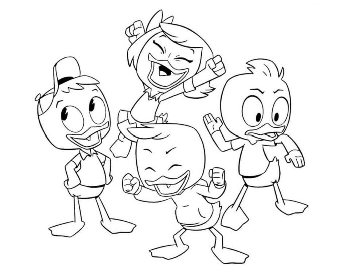 Värityskirja Ducktales hahmot tulostaa