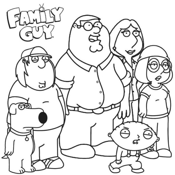 Libro para colorear de los personajes de Padre de familia para imprimir