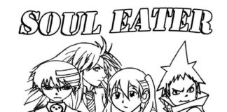 Soul Eater-hahmojen värityskirja tulostettavaksi