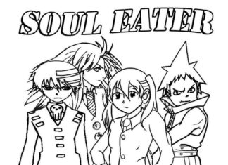 Soul Eater characters coloring book to print