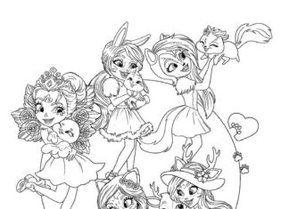 Tulostettava Enchantimals Fairy Tale Characters värityskirja