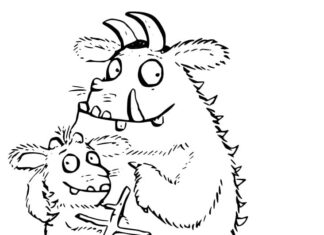 Farvelægningsbog til udskrivning Gruffalo tegneseriefigurer