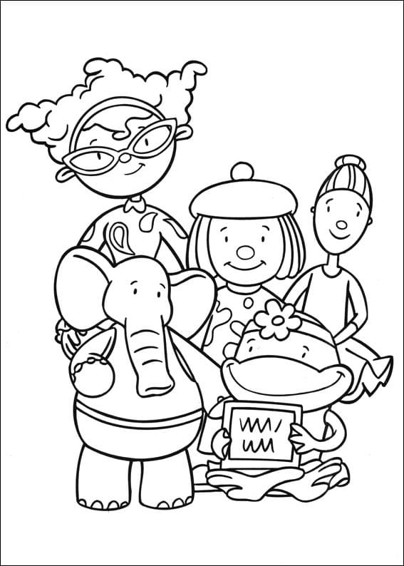 Livro colorido para impressão Jojo's Circus cartoon characters