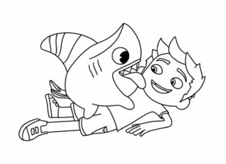 Livro para colorir caracteres Sharkdog para imprimir