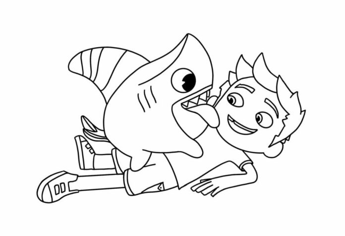 Nyomtatható színezőkönyv Sharkdog rajzfilmfigurák
