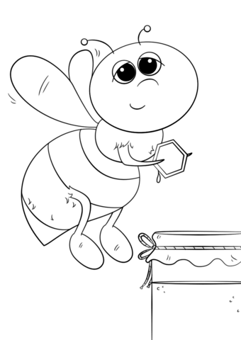 Bee and honey coloring book to print
