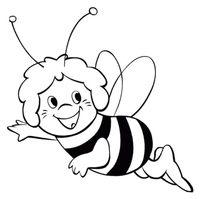 Včielka Maja - omaľovánka pre deti na vytlačenie